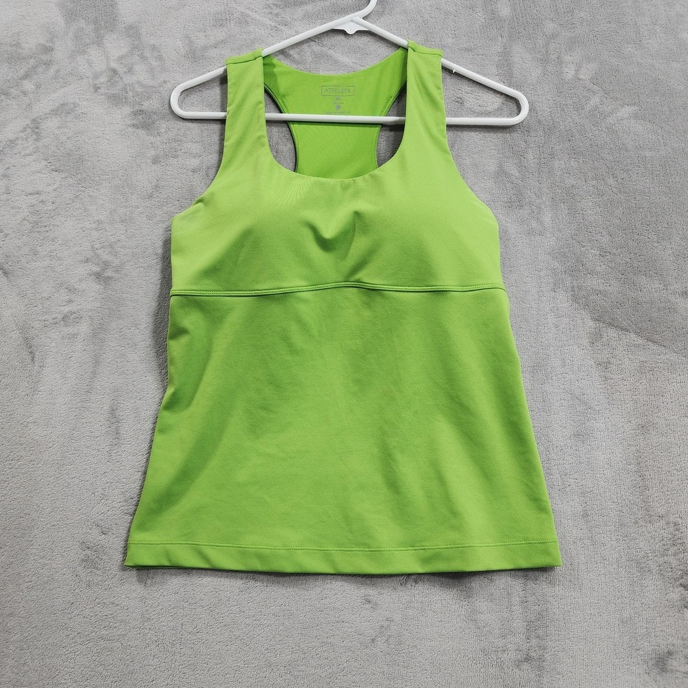 Athleta Top Womens 36D Green Built In Bra Racerback Empire Tank Yoga Workout Gym